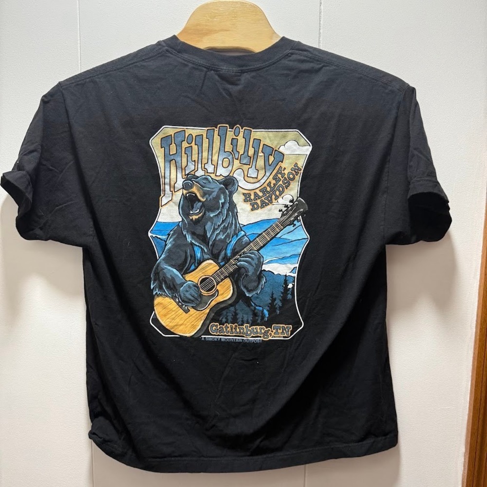 Harley-Davidson Gatlinburg TN Hillbilly Bear Guitar T-Shirt Mens XL Black Cotton